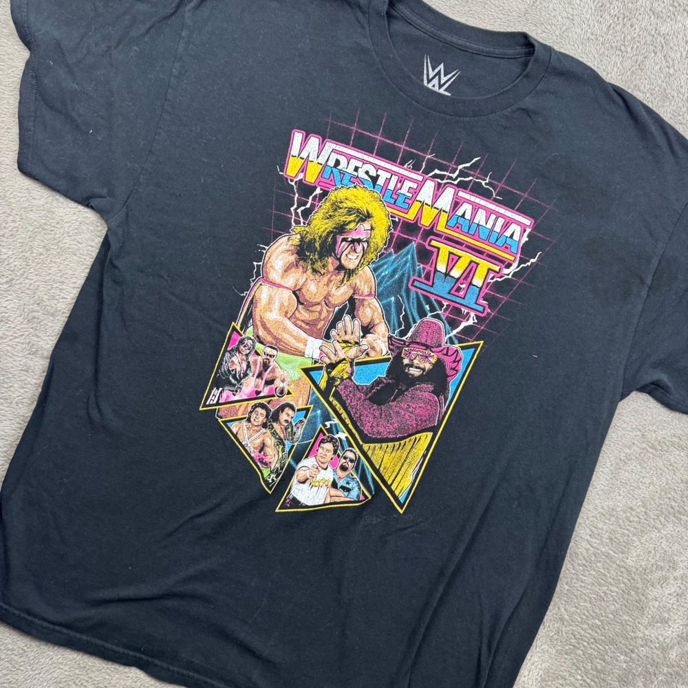 WWE WrestleMania VI T-Shirt Mens XL Black Fair Retro Ultimate Warrior Macho Man